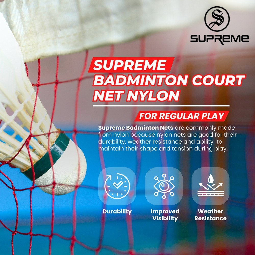 Supreme Badminton Net Nylon for Regular Play 4 Side Tape