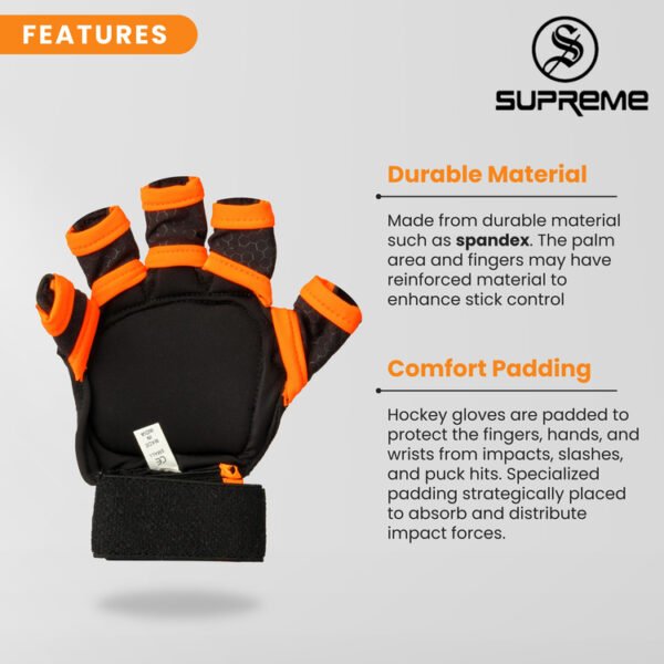 Supreme Hockey Player Glove Black/Orange (Right Hand) - Image 2