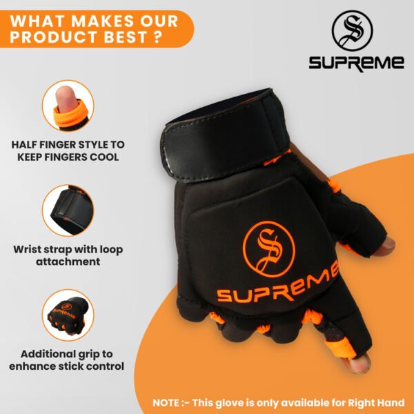 Supreme Hockey Player Glove Black/Orange (Right Hand) - Image 4