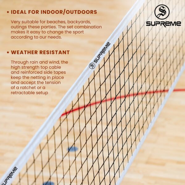 Supreme Volleyball Net Nylon (Master) for Regular Play 10 Mesh 4 Side Tape Net (Pack Of 1) - Image 3