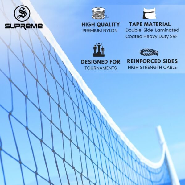 Supreme Volleyball Net PRO 3 MM Nylon Thickness With Iron Wire Professional Qlty. Volleyball Net - Image 4