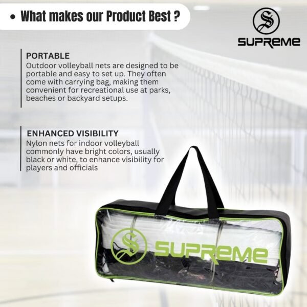 Supreme Volleyball Net PRO 3 MM Nylon Thickness With Iron Wire Professional Qlty. Volleyball Net - Image 2